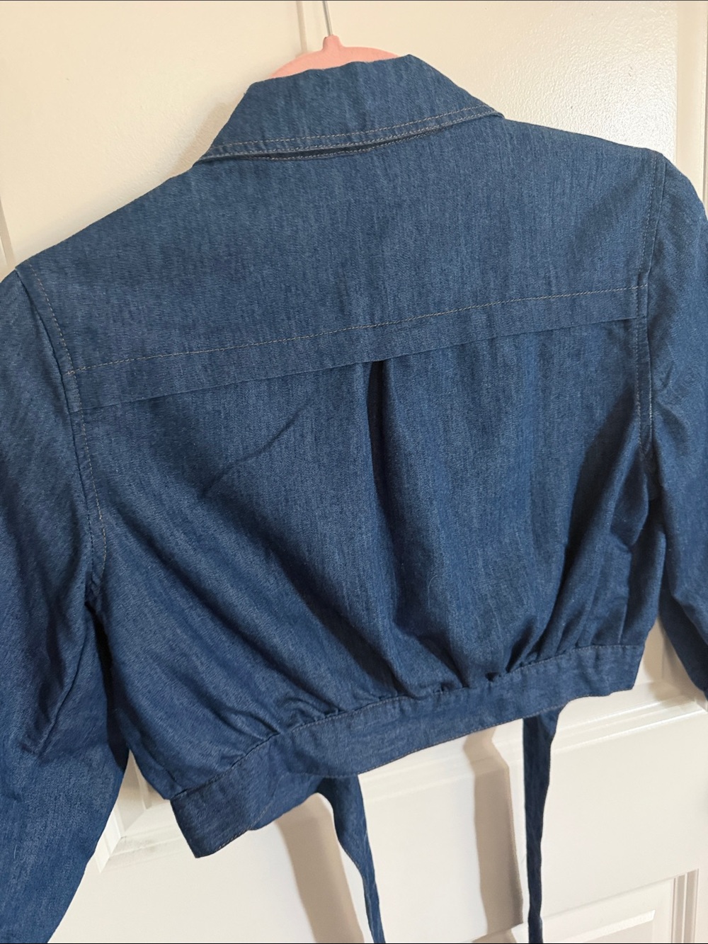 Poetry Denim Tie-Waist Cropped Jacket - Blue - Picture 6 of 7